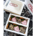 6pcs Pink & Black with Nuts & Pretzels Chocolate Strawberries Gift Box